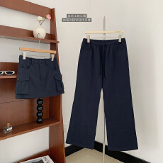 批发COOKADAILY 美式工装半裙抽绳收腰低腰窄腿休闲裤直筒裤<b class='q'>女</b>士亲肤