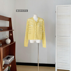 批发DoggyQin lp幼兔毛钩花镂空针织开衫春夏马海毛薄款长袖<b class='q'>毛衣外套</b>