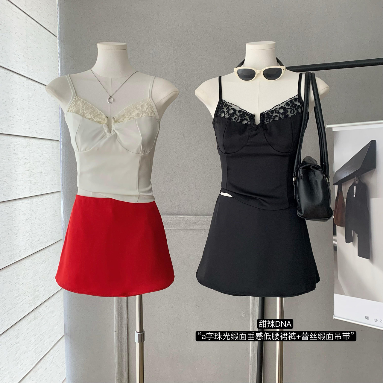 fart shop 달콤한 매운맛 dna 한 마디 구슬 빛 새틴 도루 센스 로우 웨이스트 치마바지 여성 봄 여름 노출 방지 반바지