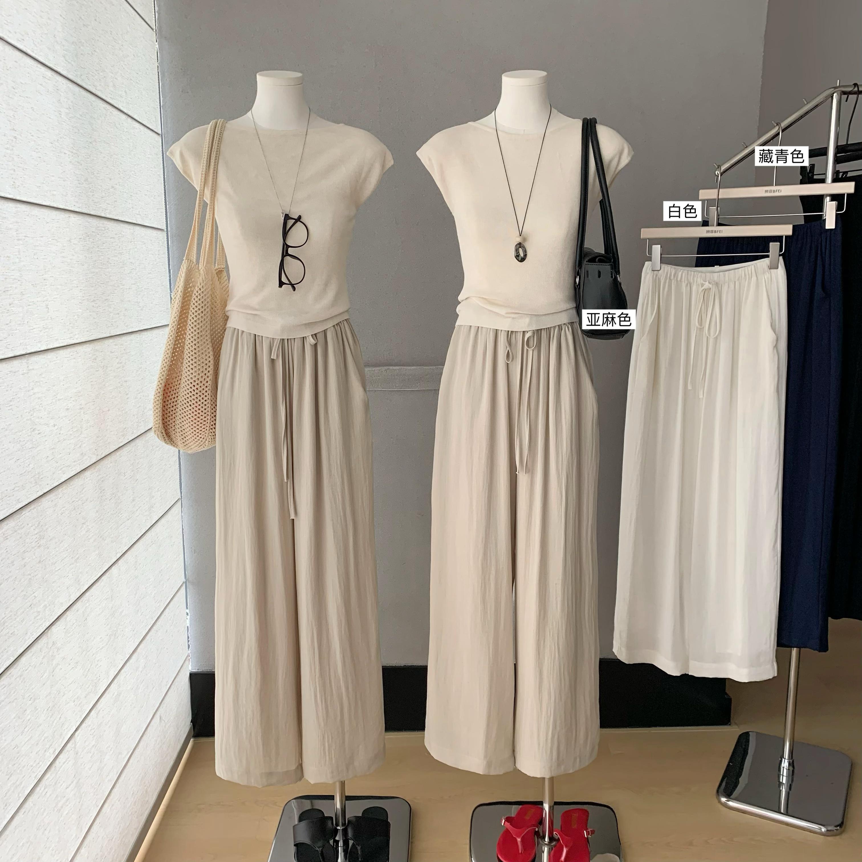 안녕하세요. 팬 팬 자연 부서 100 아마 라이 경기 서울 긴 바지 여성 느슨함 센스 루즈핏 펌프 로프 캐주얼 바지