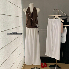 批发JMSHOP 云感凉凉裤 老钱风松弛感天丝亚麻<b class='q'>长裤</b>女白色肌理感休闲裤