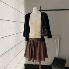 批发5werkwen 夏日轻盈ballet套组 真丝莱赛尔<b class='q'>开衫</b>/醋酸亚麻伞裙/吊带