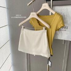 批发JMSHOP 柔雾月光 仿醋酸缎面裙裤女<b class='q'>夏</b>季花边腰头百搭显瘦半身裙