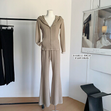 批发【Farte Shop】心动素调 连帽卫衣休闲<b class='q'>裤</b>套装女春秋修身两件套