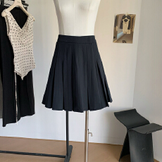 批发YUYUREAL 时髦daily 设计感侧开百褶半身裙韩版<b class='q'>百搭</b>设计感短裙子