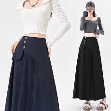 批发灰色西装<b class='q'>百褶</b><b class='q'>半身裙</b>女2025秋季新款高腰显瘦小个子a字中长西装裙