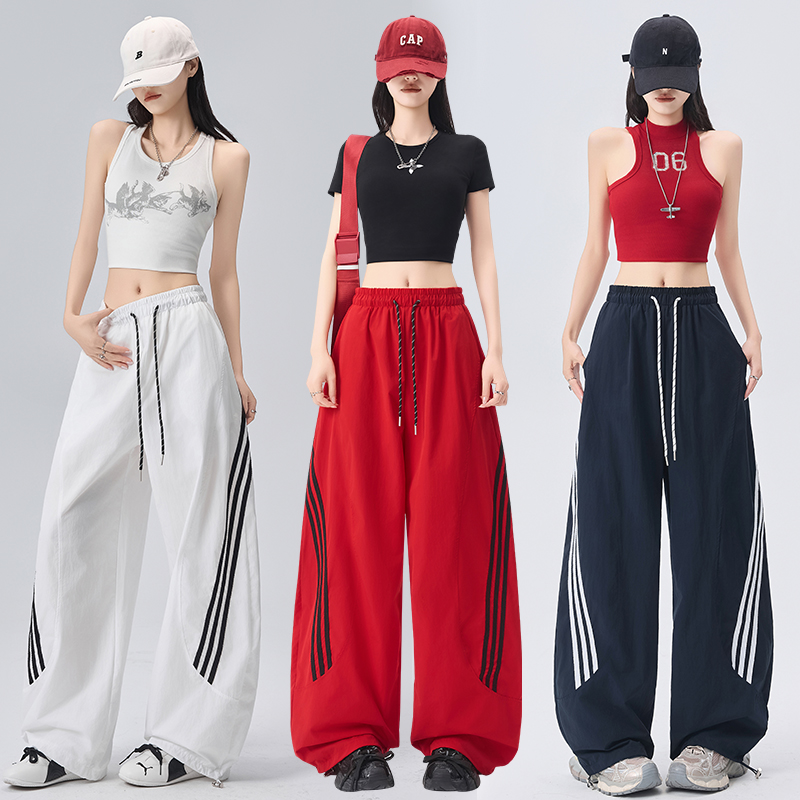 RY3925# 冰丝防晒速干弯刀裤女夏薄款高腰甜酷辣妹美式登山两穿运动休闲裤