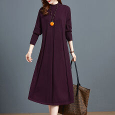 批发<b class='q'>高档</b>秋冬<b class='q'>连衣裙</b>2025新款胖mm大码针织打底妈妈加厚中长款毛衣裙