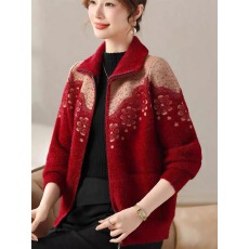 批发妈妈秋冬装水貂绒毛呢外套新款洋气中老年女冬季加厚开衫保暖<b class='q'>上衣</b>