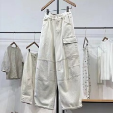 批发2026韩版<b class='q'>时尚</b><b class='q'>潮流</b>街头风斯凡卡新品松紧腰拼接工装风显瘦女裤