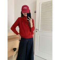 打底衫爆款法式纽扣设计高领软糯针织衫女士简约秋季新款百搭针织