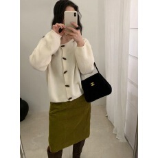 牛角扣针织开衫上衣女2026秋季韩系宽松减龄休闲纯色毛衣外套