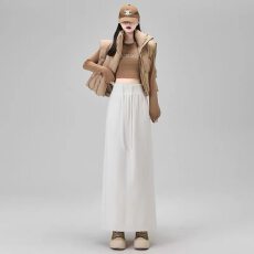 批发百搭韩版针织抽绳<b class='q'>半身裙</b>女2026秋季新款抽绳a字开叉休闲裙子