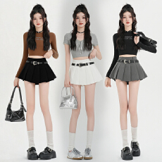 批发实拍2026年春夏新款时尚百搭高腰<b class='q'>百褶</b>裙减年显瘦a字辣妹裙