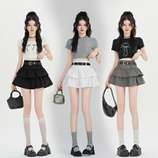 批发实拍荷叶边层次感蛋糕短裙女2026春夏新款百搭显瘦半身裙蓬蓬裙女