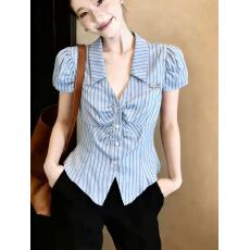 批发实拍新款褶皱小众设计感<b class='q'>衬衫女</b>2026新款气质百搭辣妹上衣