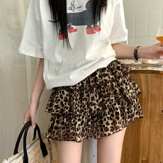 批发实拍豹纹蛋糕半身裙女2026新款蓬蓬a字短款<b class='q'>高腰</b>辣妹小个子短裙子