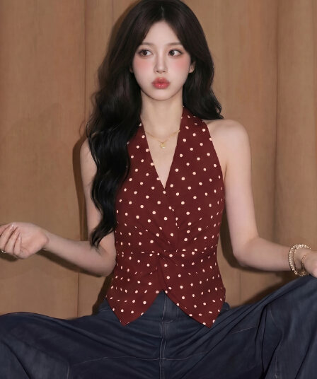 ai 실사 26 여름 새로운 행침 목 캐미솔 태국 사람 스타일 아름다운 프랑스식 사소한 해변가 외출용 민소매 맨위
