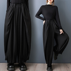 批发实拍春秋新款暗黑风宽松阔腿裤立体剪裁时尚显瘦休闲复古<b class='q'>哈伦裤</b>