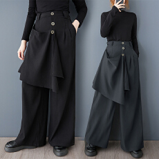批发实拍春秋款暗黑风解构两穿休闲<b class='q'>西装</b>裤百搭显瘦不对称拼接阔腿裤裙