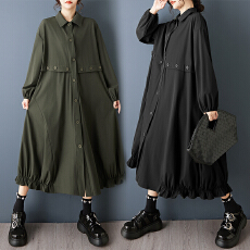 批发实拍2026春装新款暗黑风大码中长款<b class='q'>连衣裙</b>时尚显瘦宽松气质<b class='q'>衬衫</b>裙