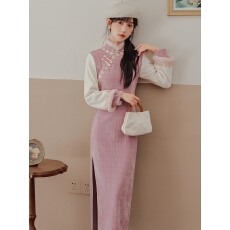 批发冬季旗袍2025新款日常长袖年轻款高端气质加厚改良连衣裙气质长款