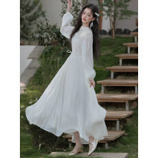 批发修然见性 【云归】蕾丝<b class='q'>流苏</b><b class='q'>连衣裙</b>女褶皱宽松仙气温柔风蕾丝长裙