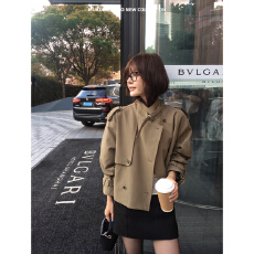 批发MUKOK高智设计感英伦风立领双排扣夹克女休闲<b class='q'>外套</b>