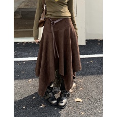 批发实拍实价美拉德<b class='q'>复古</b>棕色鹿皮绒半裙秋冬穿搭百搭半身裙