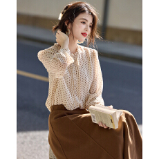 批发<b class='q'>波点</b>泡泡袖<b class='q'>衬衫</b>2026春季新款立领合体<b class='q'>雪纺</b><b class='q'>上衣</b>长袖通勤舒适<b class='q'>衬衣</b>