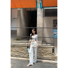 批发实拍实价  纯欲风气质修身显瘦基础上衣<b class='q'>裤子</b>纯色套装