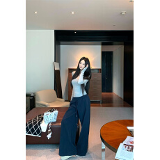 批发实拍实价  小众辣妹<b class='q'>修身</b>显瘦T恤上衣高腰百搭<b class='q'>运动</b>长裤套装