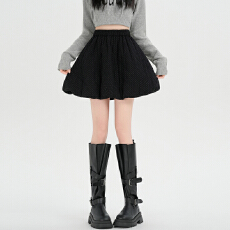 批发实拍2025秋冬新款显瘦夹棉花苞裙百搭显瘦洋气韩版短裙<b class='q'>半身裙</b>