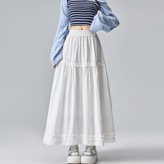 批发实拍2026春夏新款白色半身裙中长裙女生韩版显瘦<b class='q'>百搭</b>洋气裙子