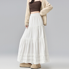 批发实拍2026夏季新款显瘦<b class='q'>百搭</b>白色裙子女生大摆中长裙女