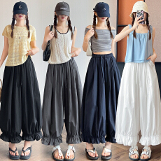 批发实拍2026夏季新款显瘦百搭抽绳灯笼裤洋气九分裤女生<b class='q'>韩版</b>