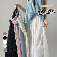 批发实拍2026夏季新款显瘦百搭<b class='q'>网纱</b>压褶蛋糕裙仙气半身裙女生