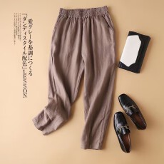 批发2026棉麻九分裤女文艺复古宽松显瘦裤子亚麻<b class='q'>哈伦裤</b>垂感 夏季裤子