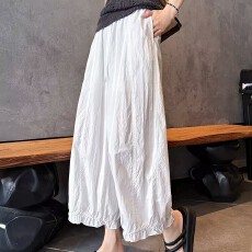 批发九分2026夏季新款花边<b class='q'>休闲裤</b>时尚宽松松紧显瘦木耳边灯笼阔腿<b class='q'>裤</b>