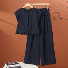 时尚阔腿裤套装女夏季2026新款网红爆款休闲女士两件套夏装一整套