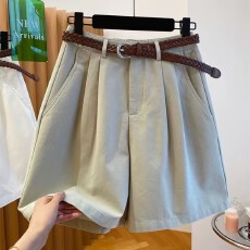 批发纯棉直筒休闲短裤女2026夏季<b class='q'>韩版</b>新款宽松纯色百搭A字阔腿中裤子