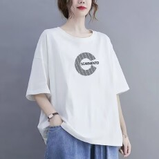 批发200斤宽松夏季<b class='q'>大码</b>纯棉遮肉短袖T恤女显瘦半袖中长款圆领打底上衣