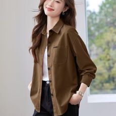 批发纯棉衬衫女士春秋<b class='q'>新款</b>长袖外套高档洋气中年妈妈上衣休闲宽松<b class='q'>夹克</b>