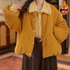 韩系巨好看的厚外套女2026年冬季新款加厚夹棉宽松单排扣保暖棉服