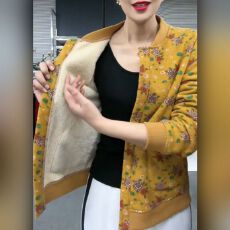 批发秋冬季<b class='q'>妈妈装</b>保暖外套小碎花袄棉衣中年人显瘦加绒加厚开衫棒球服