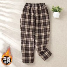 批发加绒加厚毛呢格子裤秋冬新款韩版<b class='q'>高腰</b>显瘦时尚洋气休闲百搭<b class='q'>哈伦裤</b>