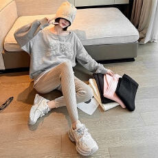 批发实拍条纹提花针织<b class='q'>打底裤</b>子女2025秋冬新款高腰紧身弹力小脚裤外穿