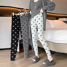 批发实拍爱心<b class='q'>印花</b>针织打底裤女2025秋冬新款高腰紧身弹力外穿<b class='q'>小脚裤</b>子