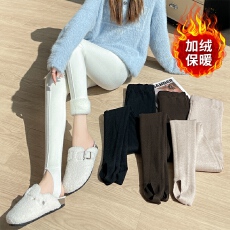 批发实拍加绒针织踩脚打底裤女外穿秋冬保暖高腰<b class='q'>紧身</b>弹力显瘦<b class='q'>小脚裤</b>子