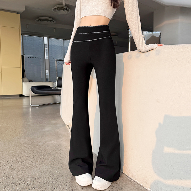 실사 디자인 센스 부츠컷 정장 바지 여성 2026 봄 새로운 하이웨이스트 슬림해 보이는 몸매 가꾸기 바닥 청소 캐주얼 롱 바지
